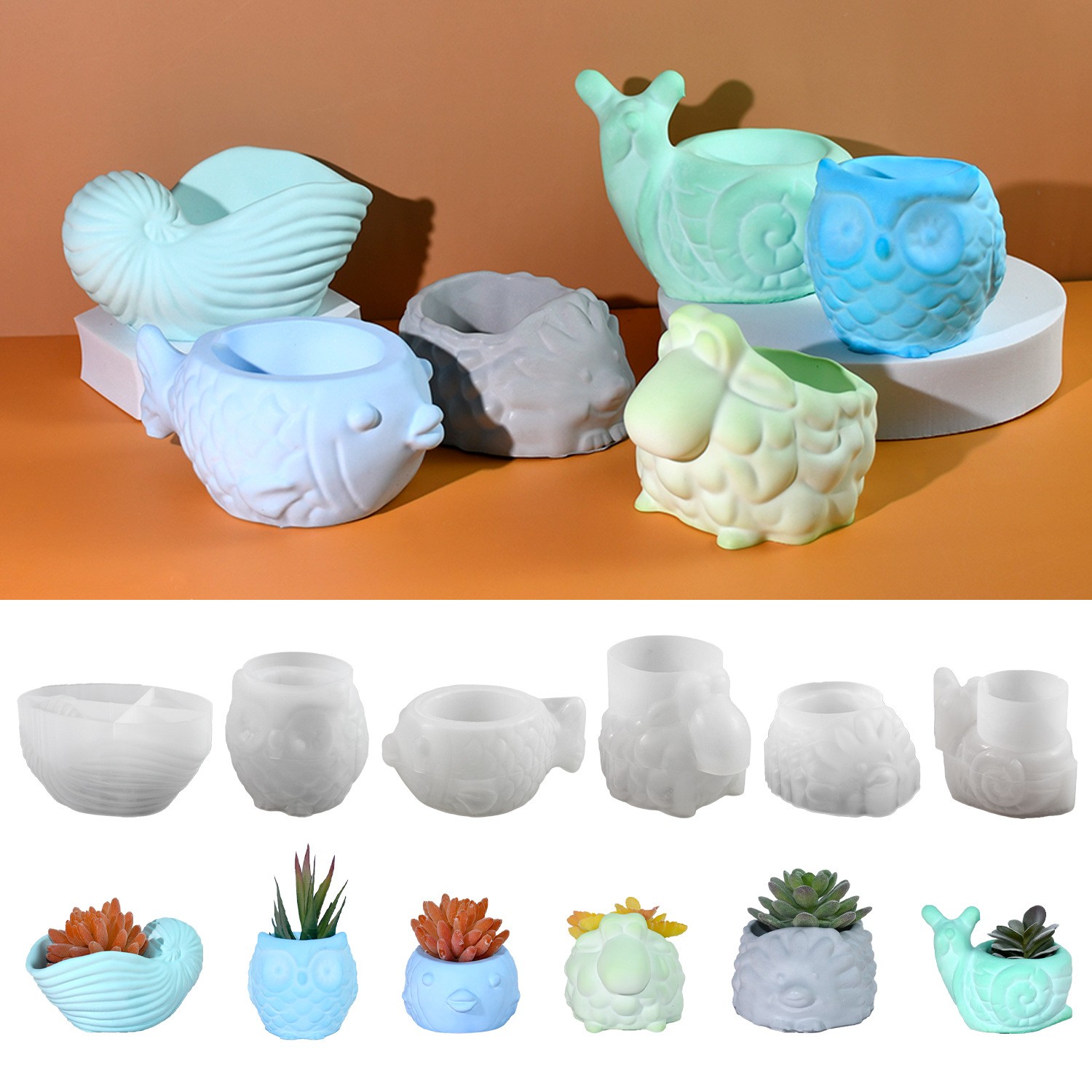 3D Printing Epoxy Resin - 3D Animal Flower Pot Silicone Mold