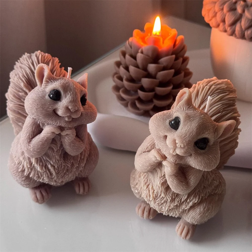 3D Printing Epoxy Resin - Cute Squirrel Candle Silicone Mold 3D
